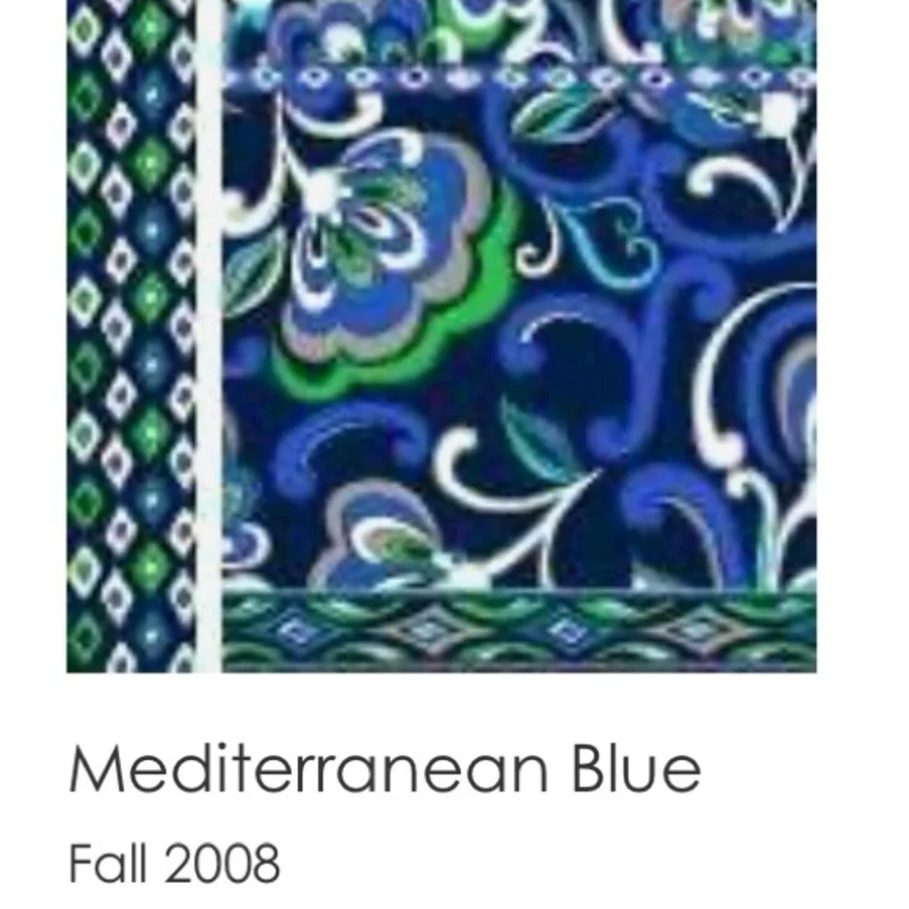 VERA BRADLEY Mediterranean Blue 2008 Kiss Lock Coin Purse Blue Green White Y2K